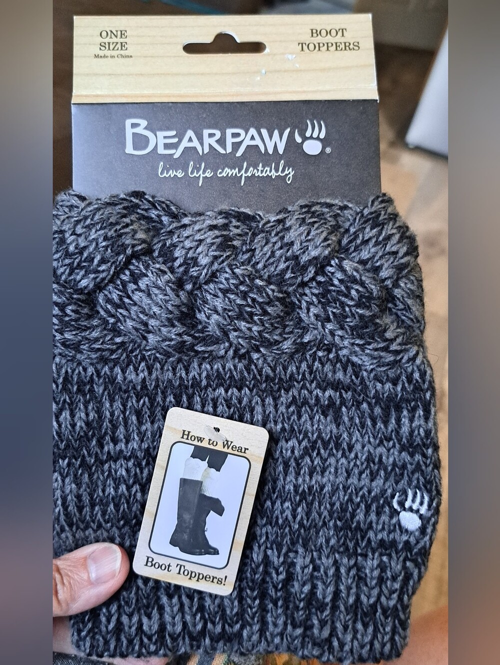 Bearpaw Crochet Cable Knit Boot Topper/Cuff Socks OSFM Machine Washable
